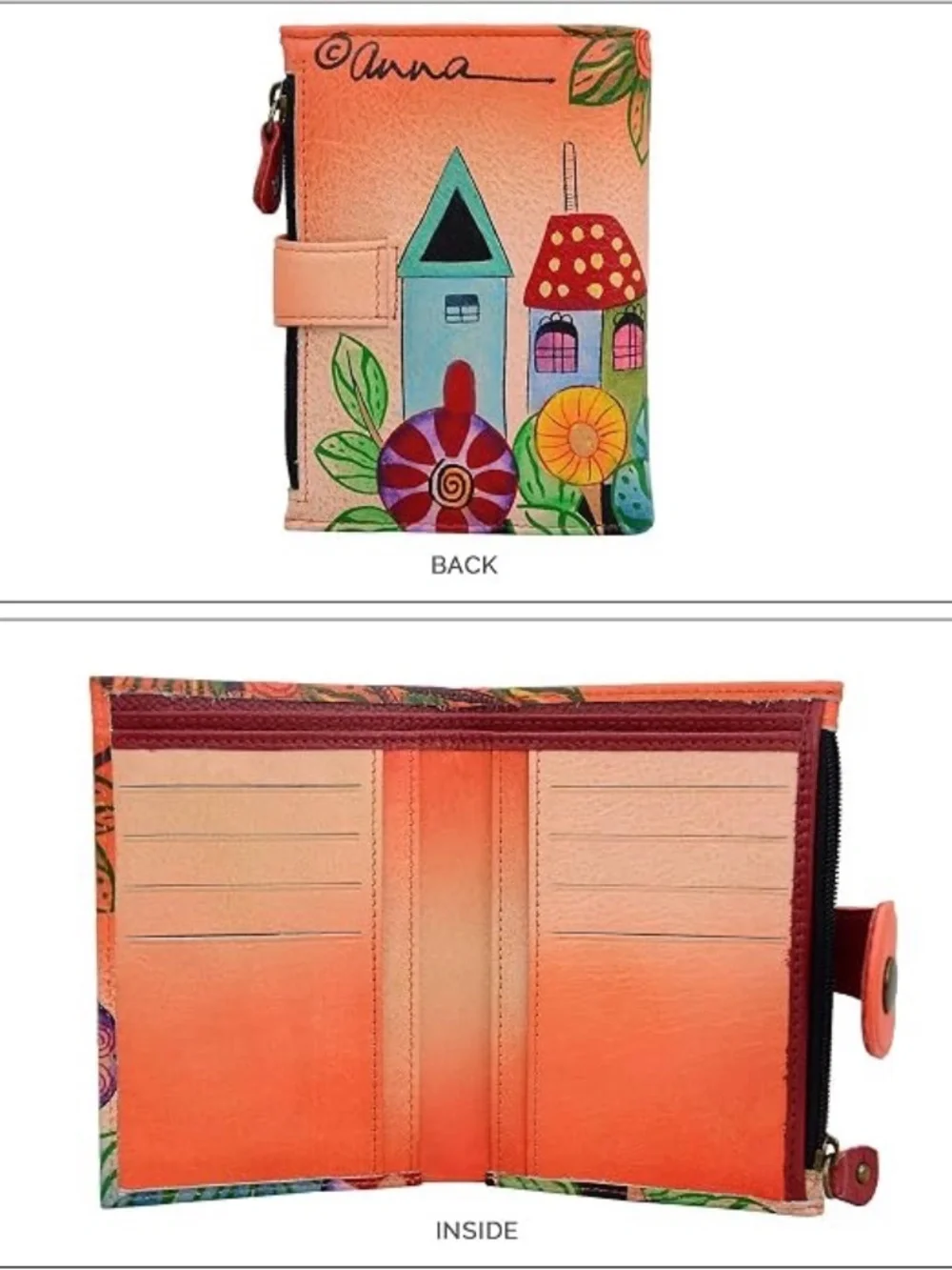 Anna by Anuschka Women's Hand Painted Genuine Leather Ladies Wallet NWOT